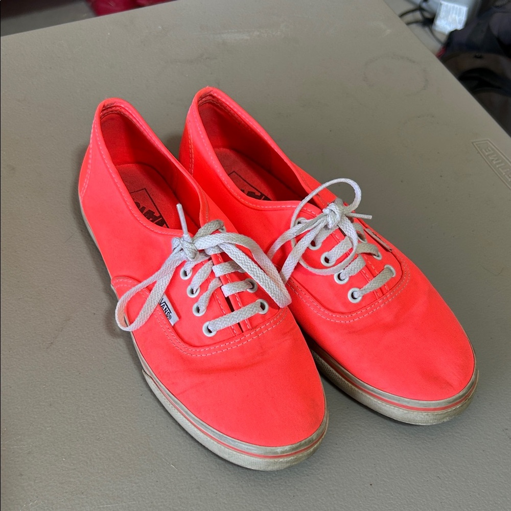 Vibrant Neon Coral Canvas Vans